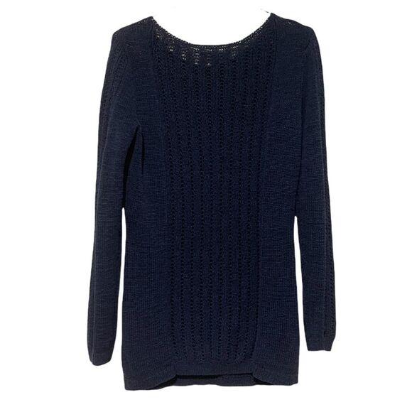 Rachel Zoe KARLA Open Knit Pullover‎ Sweater Navy Blue M - Picture 4 of 6